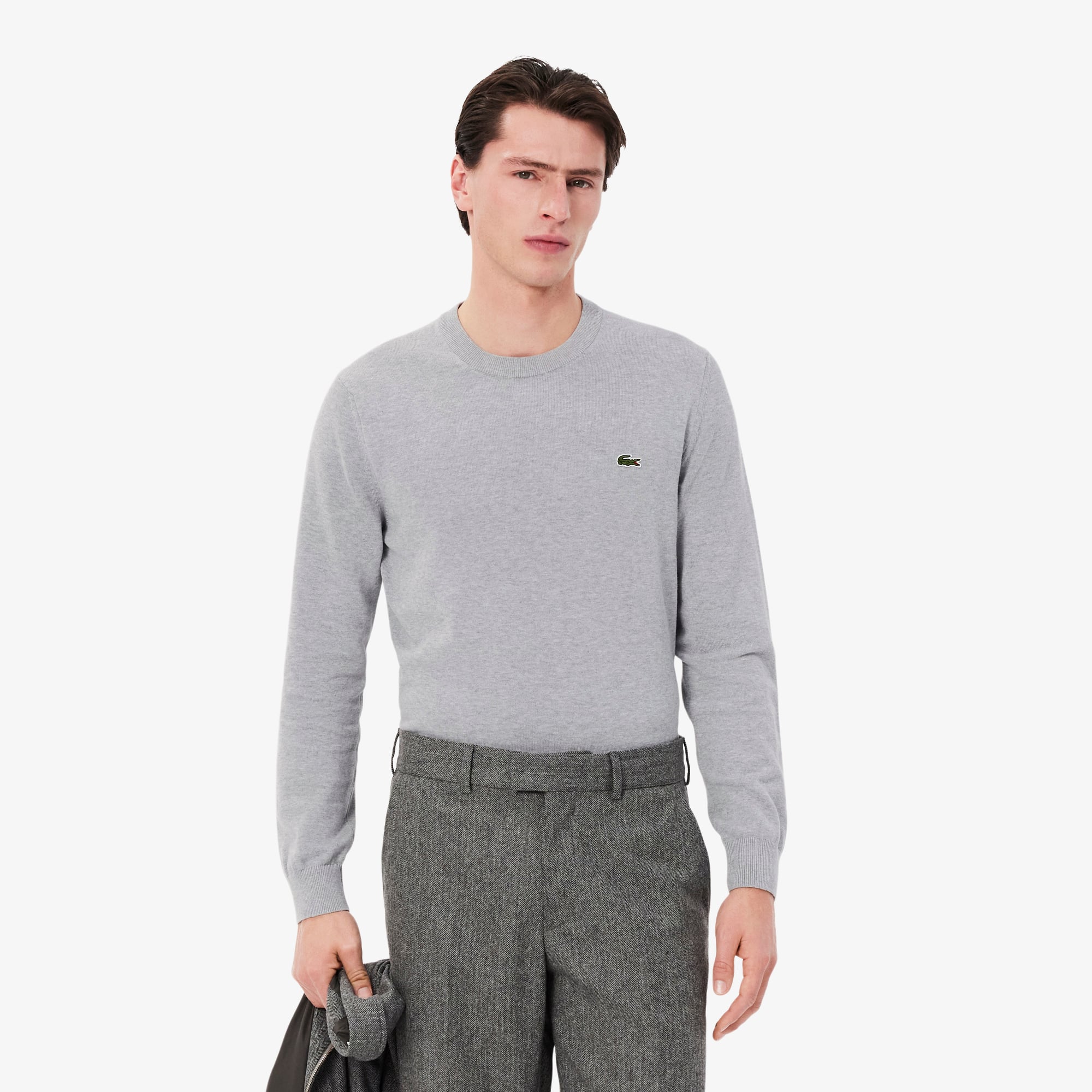Pullover girocollo monocromatico in cotone - Maglieria Uomo