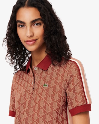 Polo slim fit in jacquard con monogramma