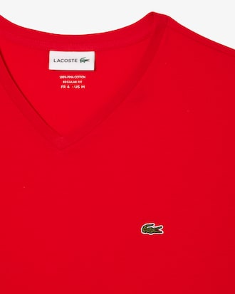 T-shirt con collo a V in jersey di cotone Pima leggero