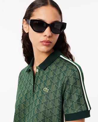 Vestito polo in jacquard con monogramma slim fit