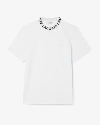 T-shirt in piqué con marchio jacquard