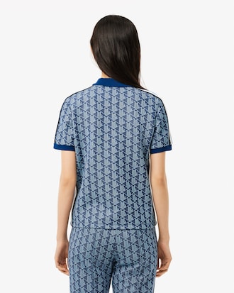 Polo slim fit in jacquard con monogramma