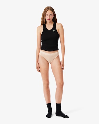 Tanga in cotone stretch con logo in vita