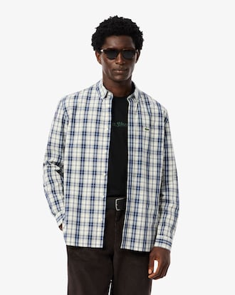 Camicia regular fit in popeline motivo scozzese