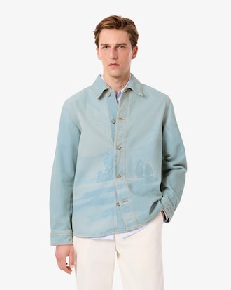 Overshirt in denim con motivo paesaggio