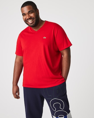 T-shirt con collo a V in jersey di cotone Pima leggero