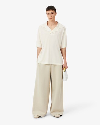 Polo dal taglio oversize in piqu&eacute; di seta Runway