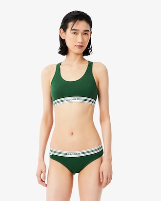 Bralette in cotone stretch con fascia a contrasto