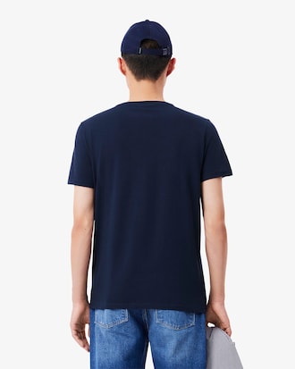 T-shirt con collo a V in jersey di cotone Pima leggero