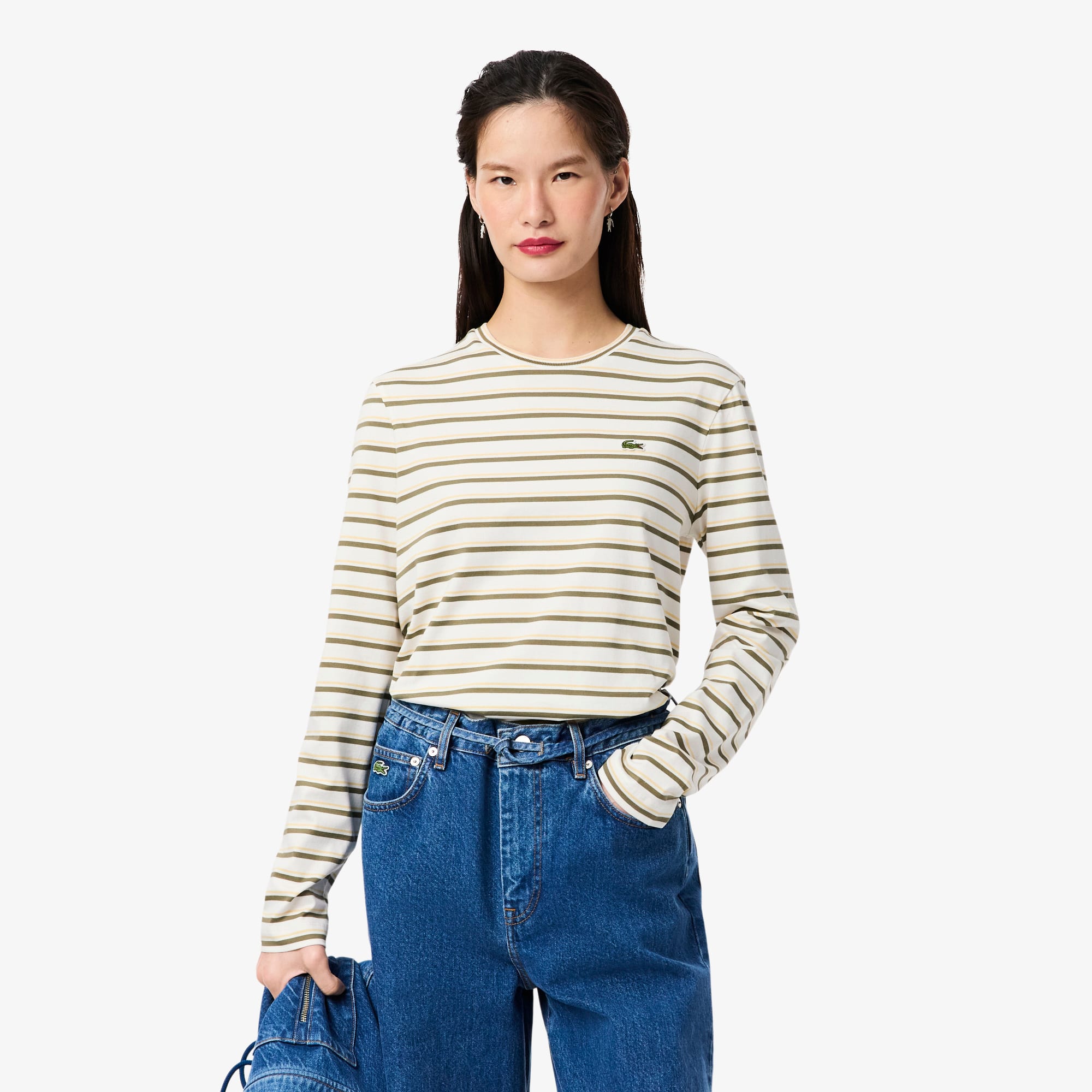 Timezone Maglietta Donna A Maniche Lunghe Con Strisce Sportive - Casual E Comoda