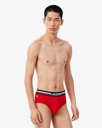 Confezione da 3 slip in cotone monocromatico con logo in vita