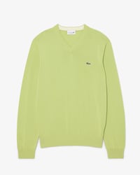 Maglione monocromatico in cotone con scollo a V