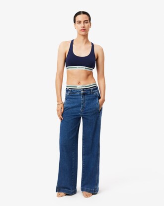 Bralette in cotone stretch con fascia a contrasto