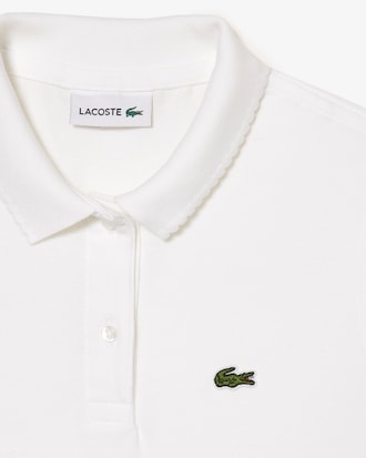 Polo in mini piqué con colletto smerlato