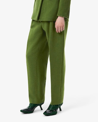 Pantaloni sartoriali in lana fiammata taglio dritto Runway