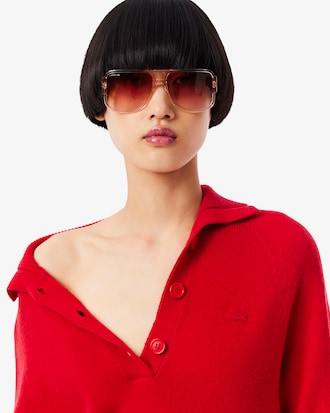 Maglione a collo alto in lana cardata