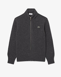 Maglione con zip in lana cardata