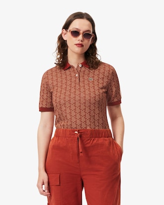 Polo slim fit in jacquard con monogramma