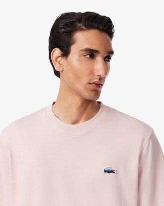 T-shirt in jersey pesante con coccodrillo e paesaggio