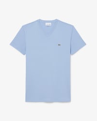 T-shirt con collo a V in jersey di cotone Pima leggero