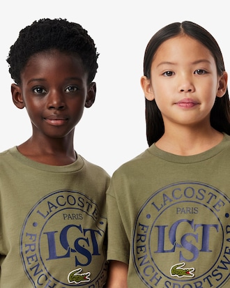 T-shirt in cotone con stemma a contrasto