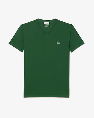 T-shirt con collo a V in jersey di cotone Pima leggero