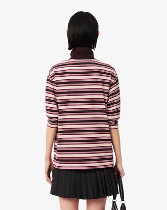 Oversized Striped Long Sleeved Polo Shirt