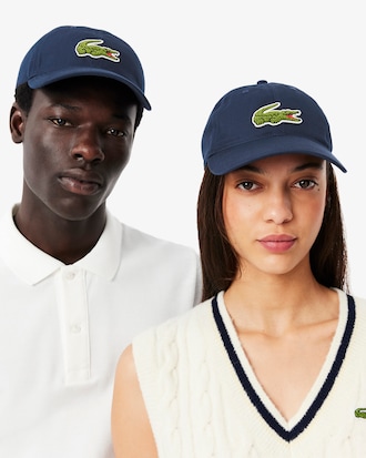 Cappello in twill di cotone con stemma coccodrillo