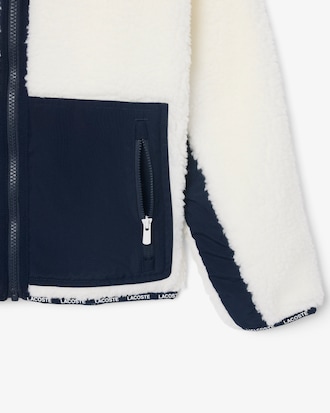 Giacca unisex in pile sherpa colorblock