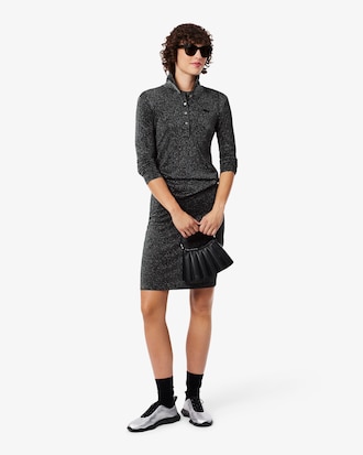 Polo slim fit a maniche lunghe in jersey effetto glitter
