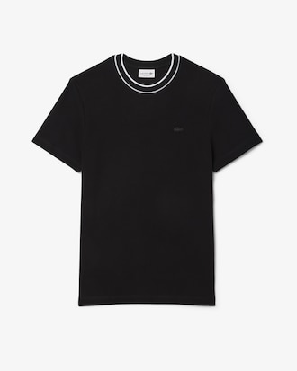 T-shirt in piqué elasticizzato con colletto a righe