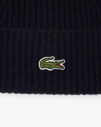 Berretto in lana cardata a costine