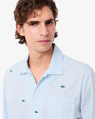 Camicia pigiama in popeline di cotone a righe