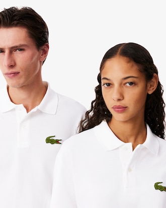 Polo loose fit in piqué con stemma L.12.12