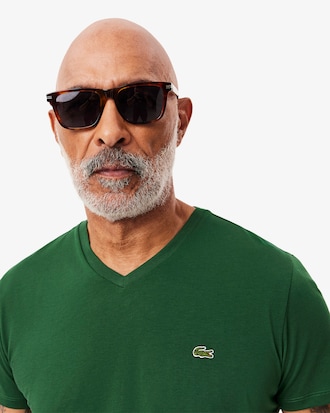 T-shirt con collo a V in jersey di cotone Pima leggero