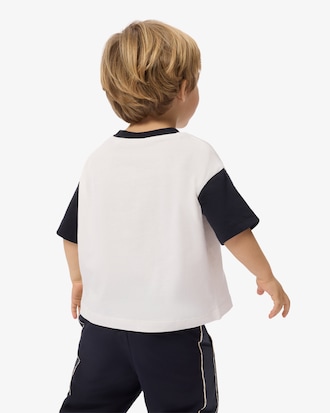 T-shirt in cotone con bordo a contrasto