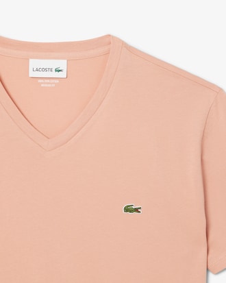 T-shirt con collo a V in jersey di cotone Pima leggero