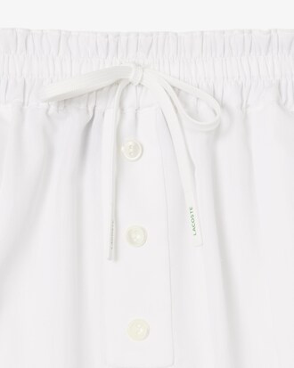 Shorts in popeline plissettati con stampa Runway