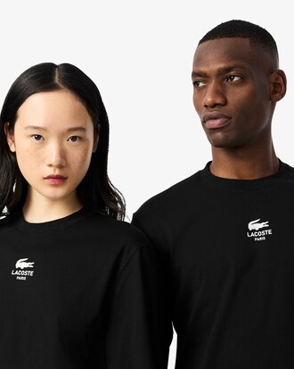 T-shirt a maniche lunghe con stampa Lacoste