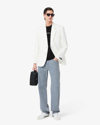 T-shirt in jersey di cotone con bordo Lacoste