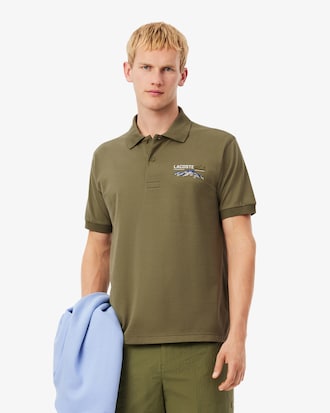 Polo in mini-piqué con motivo ricamato classic fit