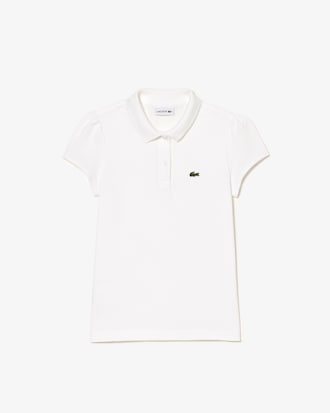 Polo in mini piqué con colletto smerlato
