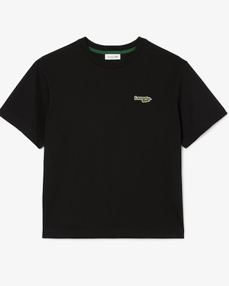 T-shirt oversize con logo in cotone taglio corto