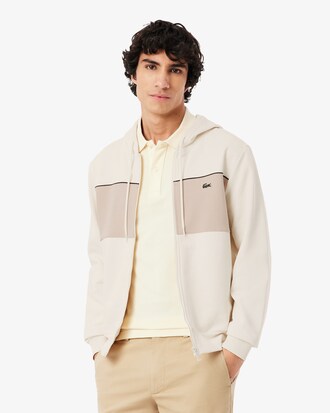 Felpa color block con cappuccio e zip