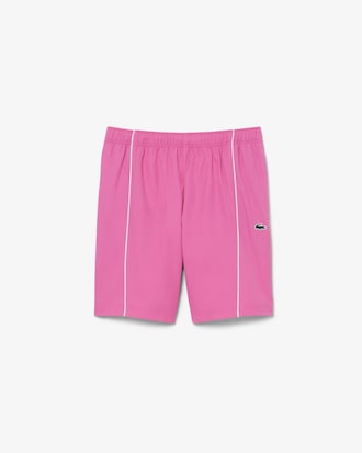 Shorts sportivi con bordo decorativo in taffet&agrave; a rombi