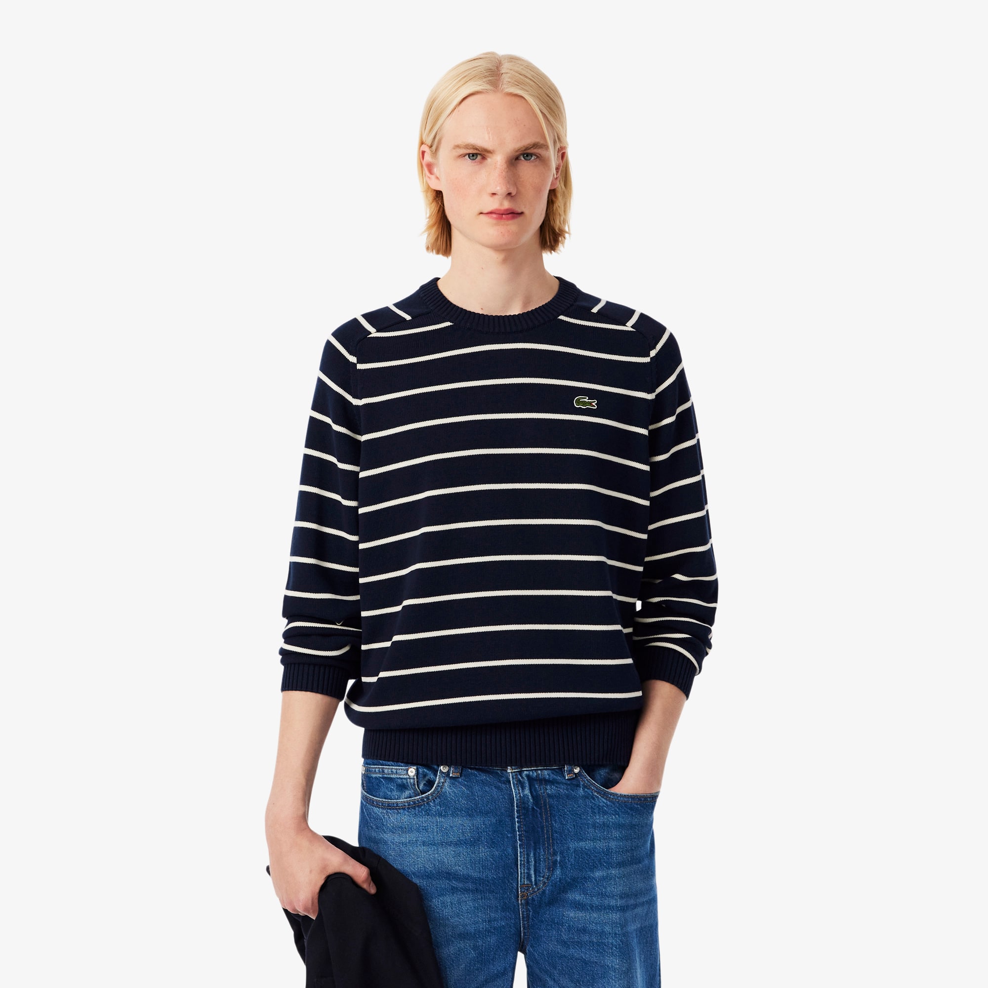 Maglione girocollo a righe in cotone - Maglieria Uomo