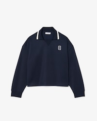 Felpa oversize in piqu&eacute; con colletto a polo
