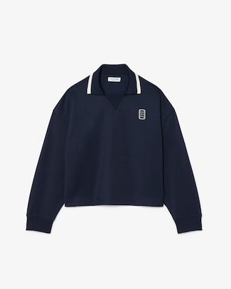 Felpa oversize in piqu&eacute; con colletto a polo