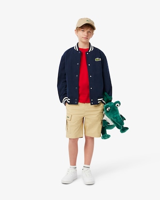 Bomber in tessuto felpato con stemma ricamato