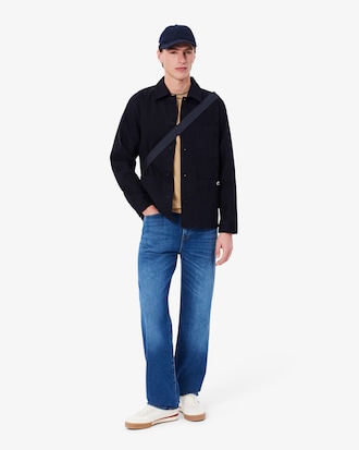 T-shirt in piqué elasticizzato con colletto a righe